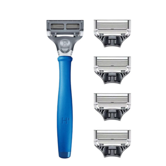 Harry’s Men’s Razor Kit Blue – 5 Blade German Shaver + 4 Refills – Smooth & Comfortable Shave