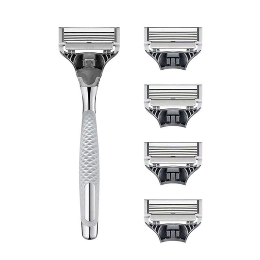 Harry’s Men’s Razor Silver with 4 Refills – Premium 5-Blade Shaving Kit