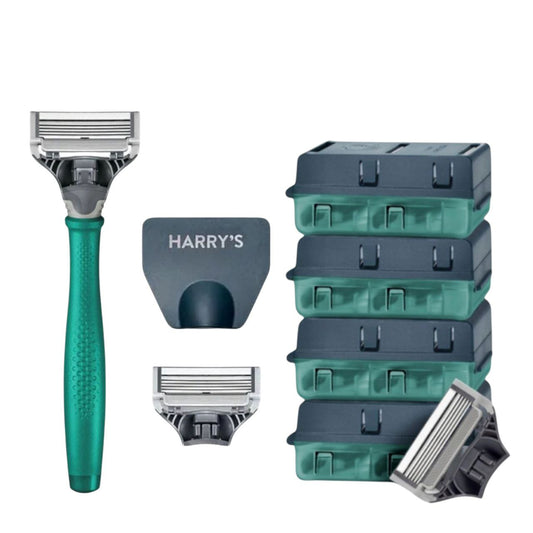 Harry’s Green Razor Kit with 16 Blade Refills | Men’s Premium Shaving Set