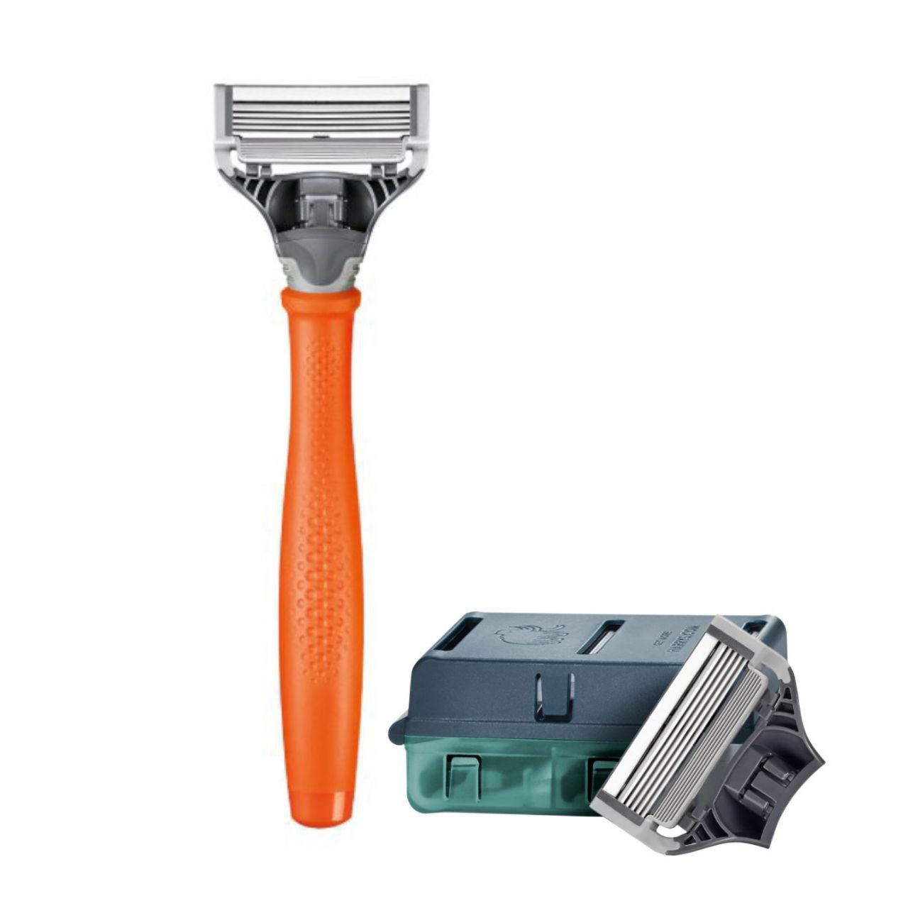 Maquinilla de afeitar para hombre Harry's naranja con 4 recambios: kit de afeitado premium de 5 hojas