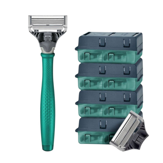 Harry’s Green Razor Kit for Men with 16 Refills | Long-Lasting 5-Blade Shaving System
